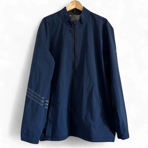 Adidas Blue Windbreaker with Stand-Up Collar